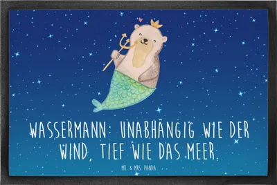 Produktbild von Mr. & Mrs. Panda fußmatte Wassermann Astrologie 60 x 90 cm - Sternenhimmel Blau - Geschenk, Schuhabstreifer, Gummimatte, Aszendent, Sternzeichen, Geburtstagsgeschenk