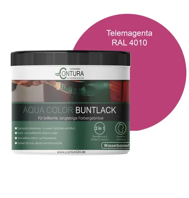 Produktbild von Contura 250ml. Buntlack Lackfarbe Lack Außen Innen Holz Metall Farbe Holzlack Möbellack - RAL 4010 Telemagenta