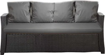 Produktbild von Poduszka na sofę ogrodową szara, siedzisko 170x60x7 + oparcie 4szt 56x50| zestaw poduszkek zewnętrznych| zestaw na sofę rattanową 4-osobowy