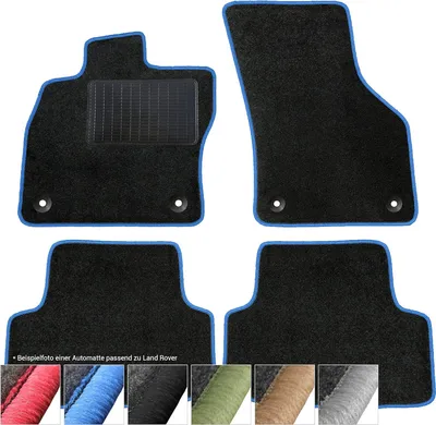 Image de tapis de sol moto-MOLTICO Tapis de voiture en velours noir Jeu de tapis de voiture 4 pièces pour Range Rover Sport II à partir de 2013 (bleu - coutures décoratives)