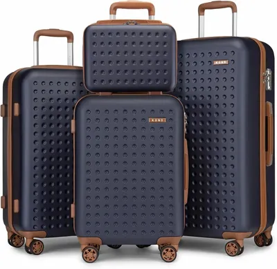 Image de Valise – Ensemble de 4 pièces – Polyester – Serrure à combinaison TSA – Roulettes silencieuses à 360° – Bleue