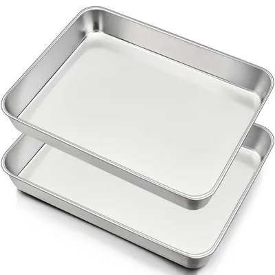 Productafbeelding van Rvs bakplaat, rechthoekige ovenschaal, 31 x 24 x 5 cm, vaatwasmachinebestendig