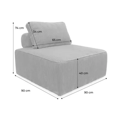 Produktbild von sweeek - Sessel ohne Armlehne mit Cordbezug für ein modulares Sofa - Grün