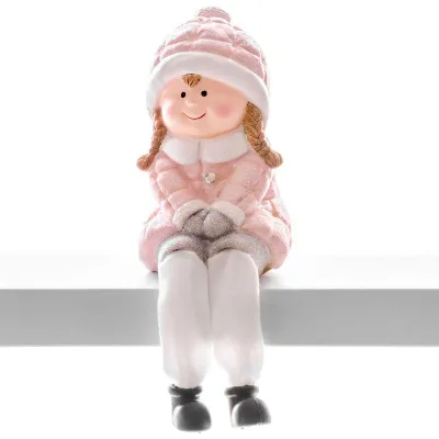 Image de Figurine MagicHome Noël, Petite fille, polyrésine, 8,5x8x13,5 cm