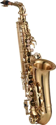 Obrázek produktu pro Eb alt saxofon, mosaz, lakovaný zlatem, Es saxofon, typ 875 kláves, dřevěný dechový nástroj s čisticím kartáčkem, hadříkem, rukavicemi, popruhem, polstrovaným pouzdrem