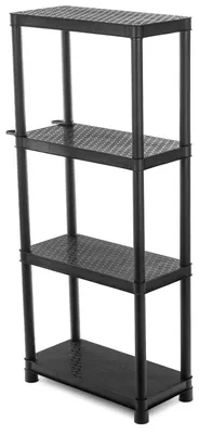Image de Étagère d'atelier - Étagère en plastique à encastrement - 4 étagères de 132x58x28 cm + 5 étagères de 173,5x74x36 cm - Structure en acier - À poser au sol - Montage facile - Noir