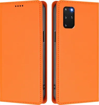 Image de Etui en cuir pour Samsung Galaxy S20+ 5G, étui magnétique en cuirPolyuréthaneavec support Orange