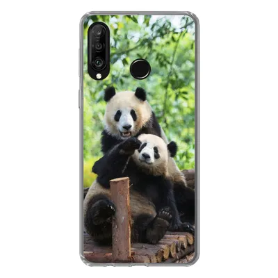 Produktbild von MuchoWow® Handyhülle Schutzhülle Hülle für Huawei P30 Lite Panda - Brücke - Natur Silikon Softcase Handy Hülle - Handyhülle