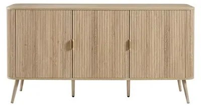 Produktbild von CALICOSY - Sideboard mit 3 Türen in Eichenoptik und Lamellenfronten B150 cm - MAHO