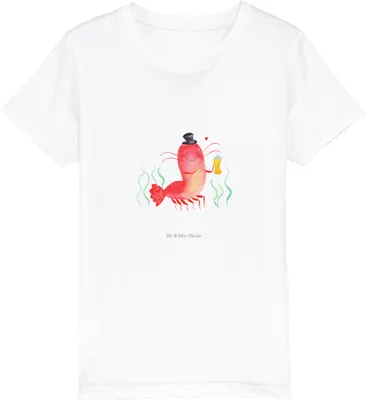 Produktbild von Mr. & Mrs. Panda Kleinkinder T-Shirt Hummer Weizen 7-8 Jahre (122/128) - Weiß - Geschenk, Kindershirt, Kneipe, Garnelen, Gasthaus, Wirtschaft, Teenager, Bio Kinder, Meer