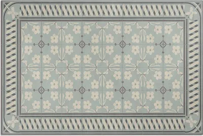 Produktbild von Elegante Vintage-Fliesen mit Blumen – Vinylteppich – 80x120 cm – Outdoor Teppich – Terrasse – Wetterfest – Modern