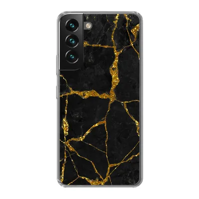 Produktbild von MuchoWow® Handyhülle Schutzhülle Hülle für Samsung Galaxy S22 Marmor - Gold - Schwarz - Marmoroptik - Glitter Silikon Softcase Handy Hülle - Mobiltelefonhülle