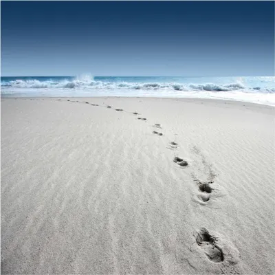 Produktbild von Fototapete Strand - Vliestapete - Bildtapete UV-beständig Meerblick blau 3D-Effekt Motiv Wandtapete geruchsfrei