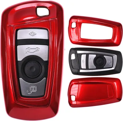 Produktbild von Auto Schlüssel Kunststoff Hülle ABS Plastik Schutz Cover Rot kompatibel mit BMW 5er F10 F11 F18 3er F30 X3 X1 X6 6er 1er F20 KEYLESS SMARTKEY