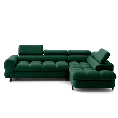 Produktbild von MUFFO Ecksofa BOWL L Rechts mit Schlaffunktion 125x195 Velours Grün