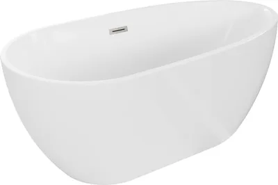 Produktbild von Mexen Eos freistehende Badewanne 150 x 75 cm, weiß, mit Überlauf aus gebürstetem Nickel - 52471507500-97