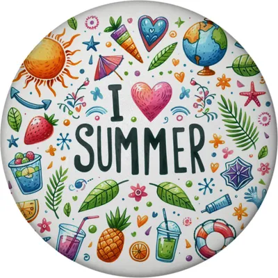 Produktbild von Sommer Magnet mit Flaschenöffner rund mit Spruch I love summer