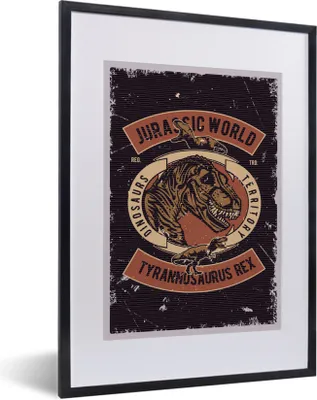 Produktbild von MuchoWow® MuchoWow® Gerahmtes Poster Jurassic world - Dinosaurier - Retro 30x40 cm - Poster mit zchwarzem Bilderrahmen - Wandposter Schlafzimmer