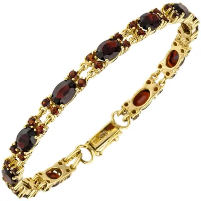 Produktbild von Armband Armschmuck mit roten Granaten Sicherheitsacht, 375 Gold Gelbgold, 18cm