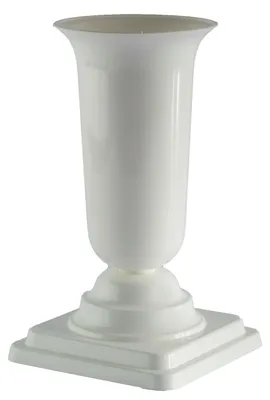Produktbild von Grabvase Kunststoff - weiss - H34 cm - Grabschmuck - Blumenvase fur Gedenkstatte/friedhof