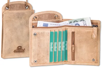 Produktbild von Woodland® Praktischer Brustbeutel mit dem Protecto® RFID/NFC-Blocker aus weichem, naturbelassenem Büffelleder in Cognac