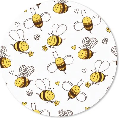 Produktbild von MuchoWow® Mauspad Mousepad Biene - Blumen - Herz - Muster 40x40 cm - Mousepads - Maus Mat - Pad - Mausunterlage - Schreibtisch Accessoires