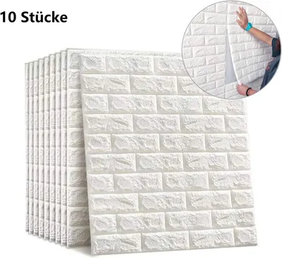 Produktbild von 10PCS 3D Wandpaneele Selbstklebend Tapete Steinoptik Wandverkleidung, 35x38,5cm Wasserdicht WallPanels Wandtattoos Ziegelstein Wandaufkleber