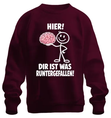 Zdjęcie produktu dla Oto! Coś Ci spadło! Bluza z nadrukiem "Mózg", "Oświadczenie", "Sarkazm", kolor burgundowy, rozmiar 3XL