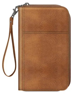 Produktbild von FINTIE Reisepass Tasche Familie Reiseorganizer, Wasserdicht Reisepasshülle Ausweistasche Dokumentee mit RFID Blockier für Damen und Herren (Braun)