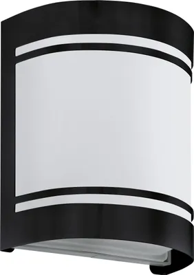 Produktbild von EGLO Außen Wandlampe Cerno, 1 flammige Außenleuchte, Wandleuchte aus verzinktem Stahl in Schwarz und satiniertem Glas in Weiß, Außenlampe E27, IP44
