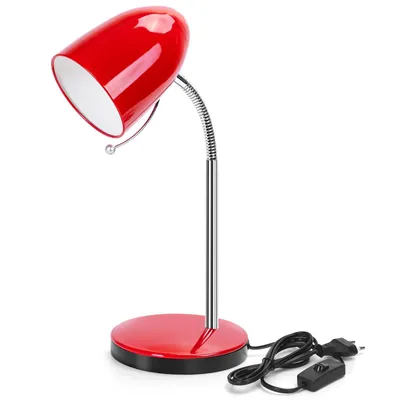 Produktbild von Aigostar schreibtischlampe kinder retro, tischlampe mit kabel, ohne glühbirne, passend für E27 modell glühbirne ,nachttischlampe, rot