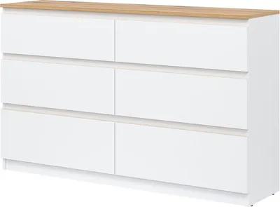 Produktbild von Kommode 78x84x35 cm REMI RM03 Schubladenkommode 6 Schubladen Weiß/Evoke Eiche