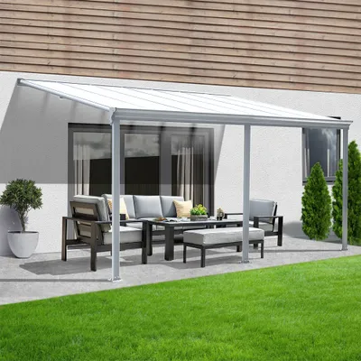Produktbild von HOME DELUXE - Terrassenüberdachung SOLIS - Weiß - B/T/H: 557 x 303 x 226/278 cm - inkl. Hohlkammerplatten, Montagematererial I Carport Pavillion Pergola