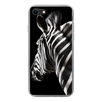 Produktbild von MuchoWow® Handyhülle Schutzhülle Hülle für iPhone SE 2022 Zebra - Tier - Schwarz - Porträt Silikon Softcase Handy Hülle - Schutzhülle