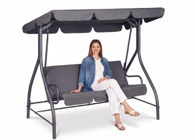 Produktbild von Corciano 3-Sitzer Hollywoodschaukel Tokio | Gartenschaukel mit verstellbarem UV-Dach | Belastbar bis 200kg | Wetterfest | Stahlgestell | Anthrazit