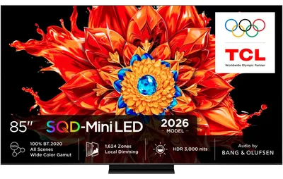 Produktbild von TCL MSQLED85L 85MSQLED85L, 2,16 m (85"), 3840 x 2160 Pixel, SQD-Mini LED, Smart-TV, WLAN, Schwarz