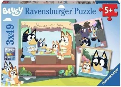 Image de Puzzle 3x49 pièces, Les aventures de Bluey, Ravensburger, Ludique et Educatif, Dès 5 ans