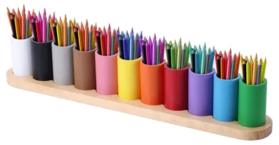 Produktbild von Stifthalter aus Holz – Montessori-Organizer – 11 Fächer – Stifthalter – Bleistiftaufbewahrung – Schreibtischaccessoires – Bunt – Stifteköcher