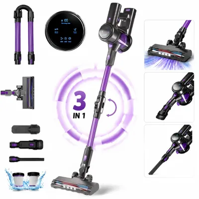 Produktbild von 55000Pa/550W/65Min Staubsauger Kabellos, Akku Staubsauger SuperLeise, Handstaubsauger mit LED Display, Stabstaubsauger für Hartböden Teppiche, HEPA