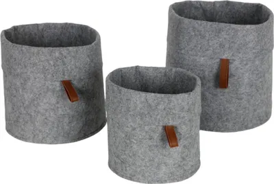 Produktbild von Filzkorb 3er-Set Körbe Aufbewahrungskörbe Holzkorb Präsentkorb Wäschekorb Ordnungskorb