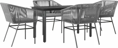 Produktbild von vidaXL 5-tlg. Garten-Essgruppe mit Kissen Grau Poly Rattan Glas
