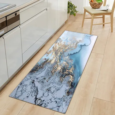 Produktbild von AIORBER Küchenteppich, Marmoroptik, rutschfester Teppich aus Polyester, wasserdicht, schalldämpfend,weich und bequem,Teppichläufer, für Flur und Küche