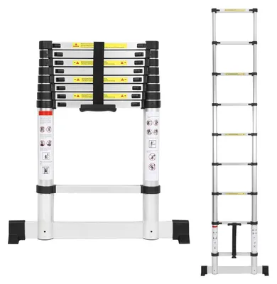 Imagen del producto de Escalera de aluminio telescópica de 2,6 metros con sistema de estabilización