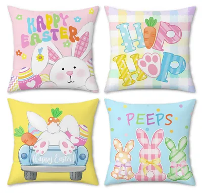 Dekokissenbezug-Set Ostern, Samt, 45x45 cm, 4 Stück