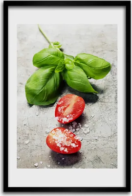 Produktbild von Bild - Bilderrahmen - 40 cm x 60 cm - MDF - Rahmen - Wandkunst - Tomaten und Basilikum