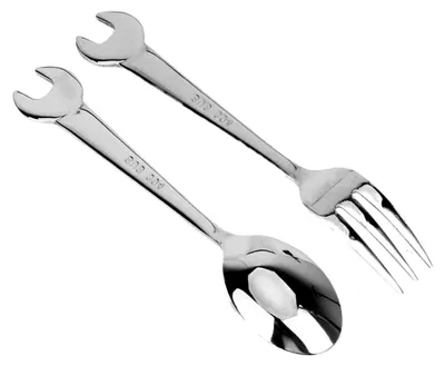Produktbild von 2-teiliges Besteckset mit Löffel und Gabel für Camping und Küche aus Edelstahl