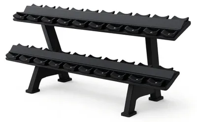 Image de PH Fitness Support à haltères à 2 niveaux pour 10 paires – construction en acier robuste, gain de place, idéal pour haltères ronds et en PU