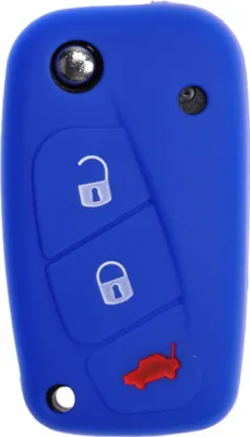 Produktbild von Auto Schlüssel Hülle Silikon Schutz Cover Blau kompatibel mit FIAT Panda Punto Ducato Stilo Brava Iveco Lancia 3 Tasten Klappschlüssel