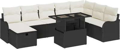 Obrázek produktu pro vidaXL Zahradní sedací souprava s polštáři 9 ks Black Poly Rattan
