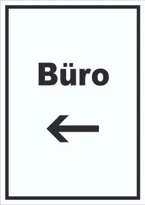 Produktbild von Büro Schild mit Text und Richtungspfeil links Office Bureau hochkant A1 (594x841mm)